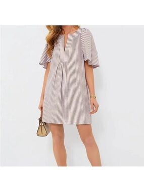 Tuckernuck Pomander Place Lilac Purple Stripe Seersucker Short Sleeve Dress S
